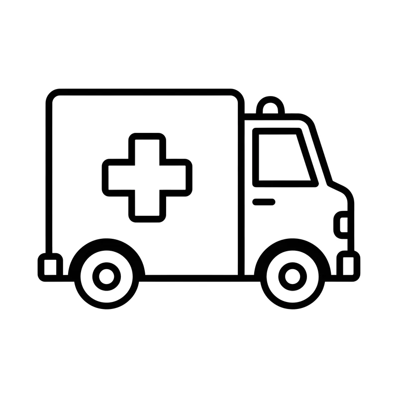 Krankenwagen von der Seite zum Ausmalen