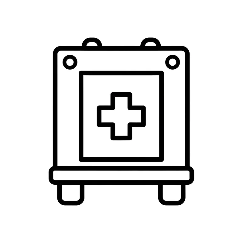 Krankenwagen von hinten mit Rädern und Kreuz zum Ausmalen