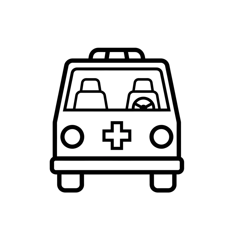 Krankenwagen von vorne zum Ausmalen