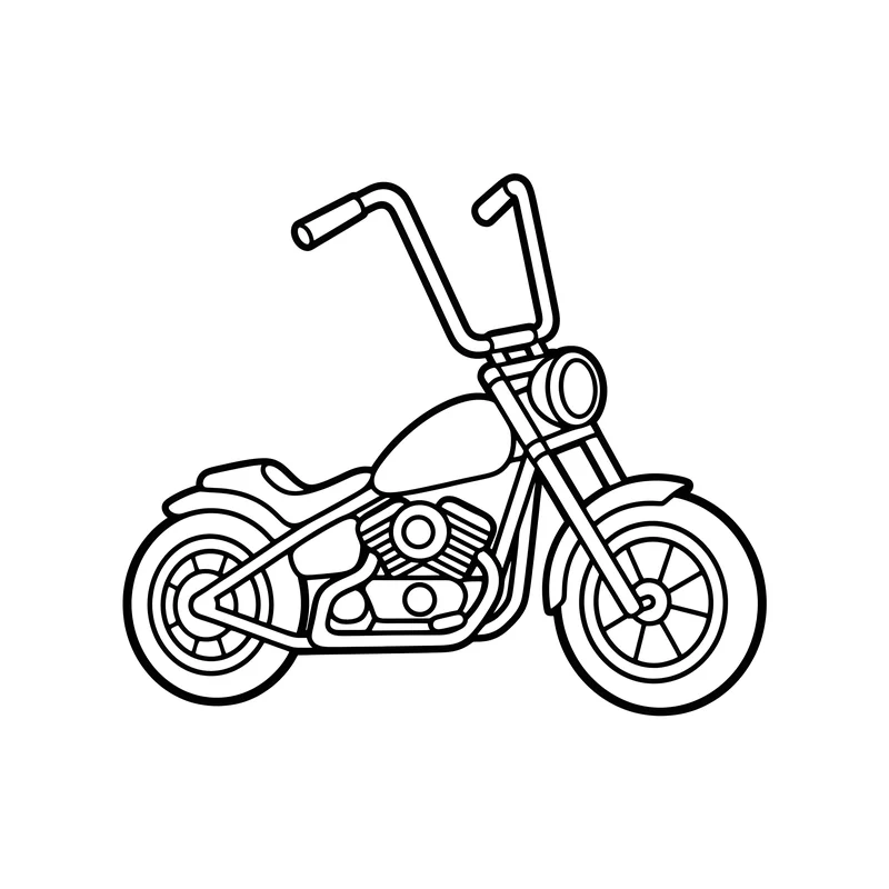 Chopper-Motorrad für Kinder zum Ausmalen