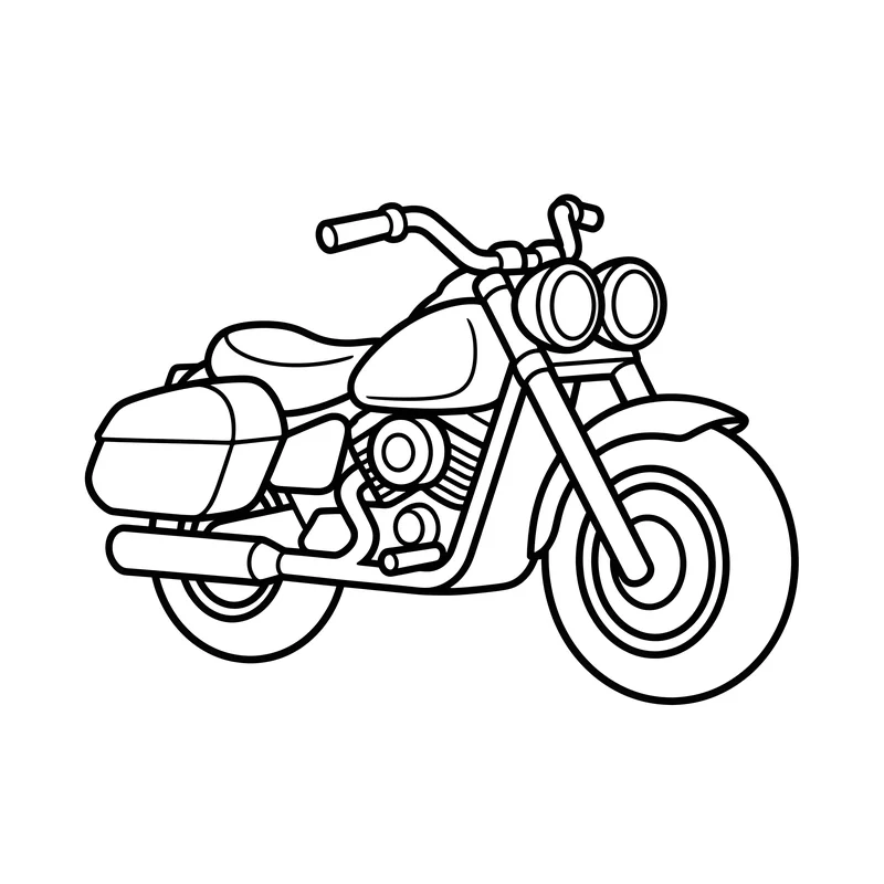 Reisemotorrad mit Gepäck zum Ausmalen