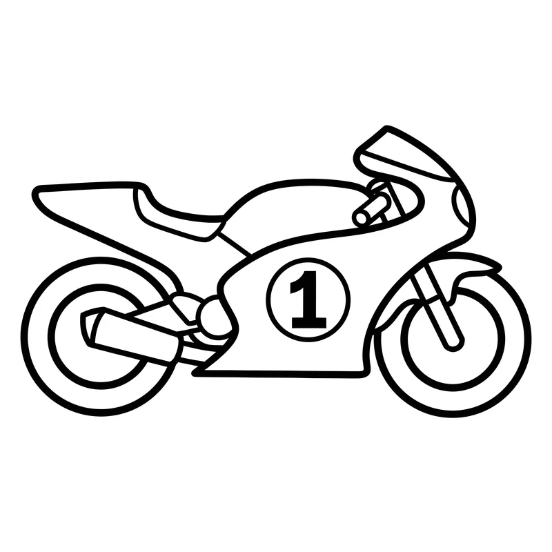 Rennmotorrad für Kinder zum Ausmalen