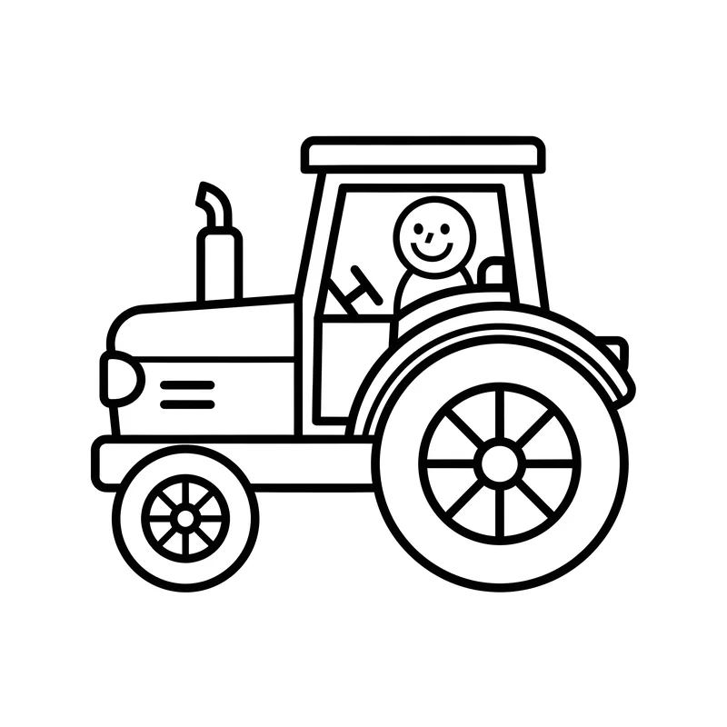 Traktor mit Bauer zum Ausmalen