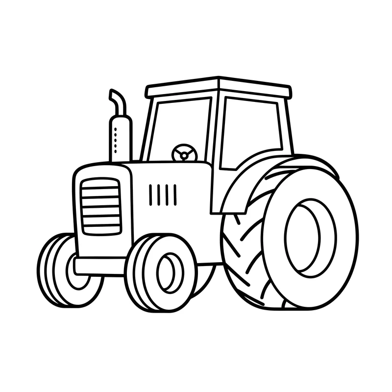 Traktor mit großen Rädern zum Ausmalen