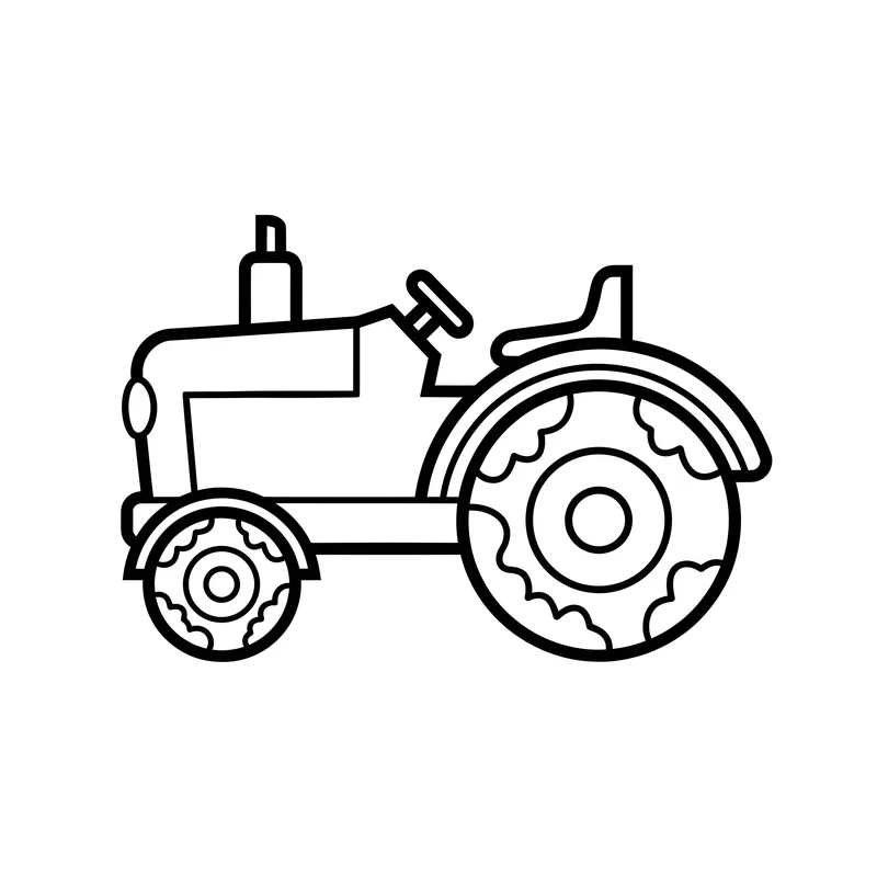 Traktor mit matschigen Rädern zum Ausmalen