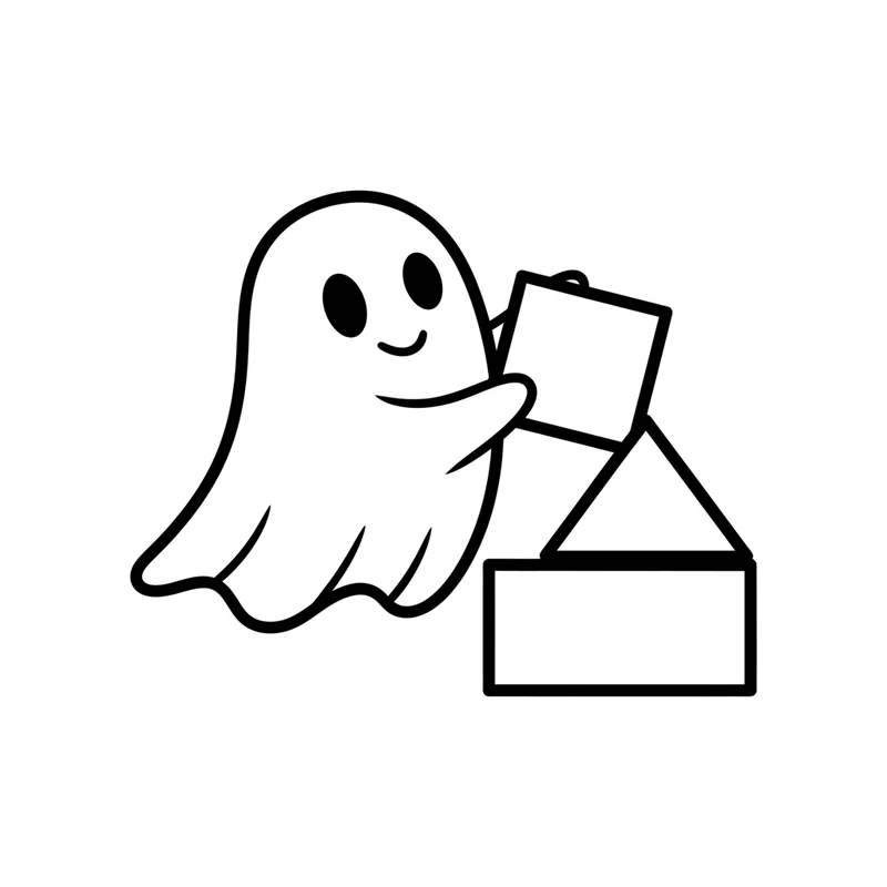 Freundlicher Geist mit Bauklötzen zum Ausmalen