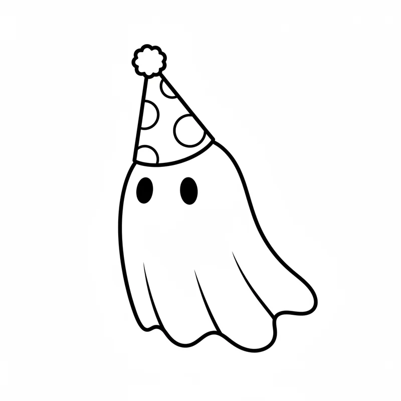Freundlicher Geist mit Partyhut zum Ausmalen