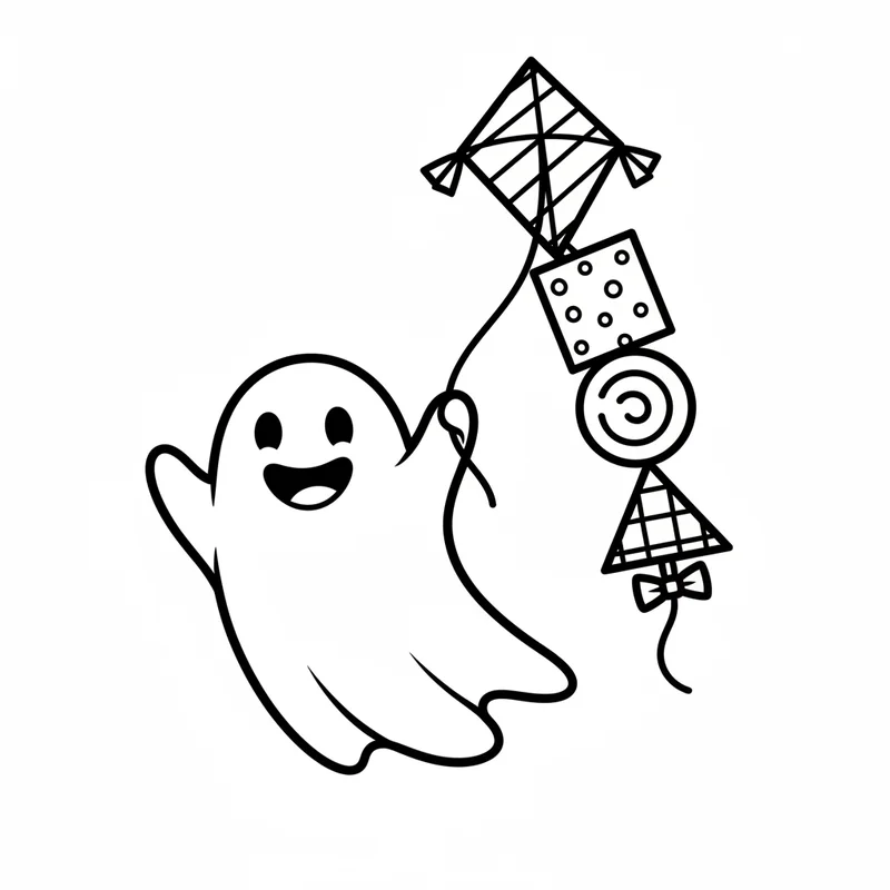 Fröhlicher Geist mit Drachen zum Ausmalen