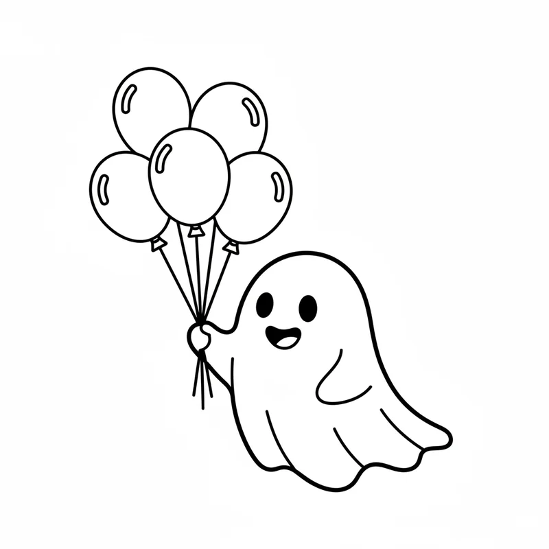 Fröhlicher Geist mit Luftballons zum Ausmalen