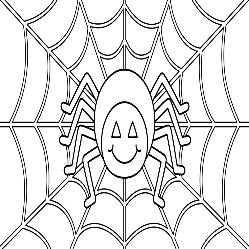 Halloween Spinne Ausmalbild – Spinne im Spinnennetz