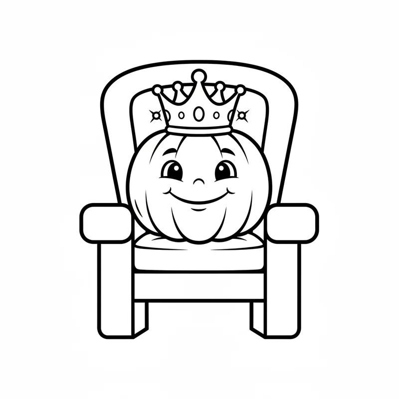 Königlicher Kürbis auf dem Thron zum Ausmalen