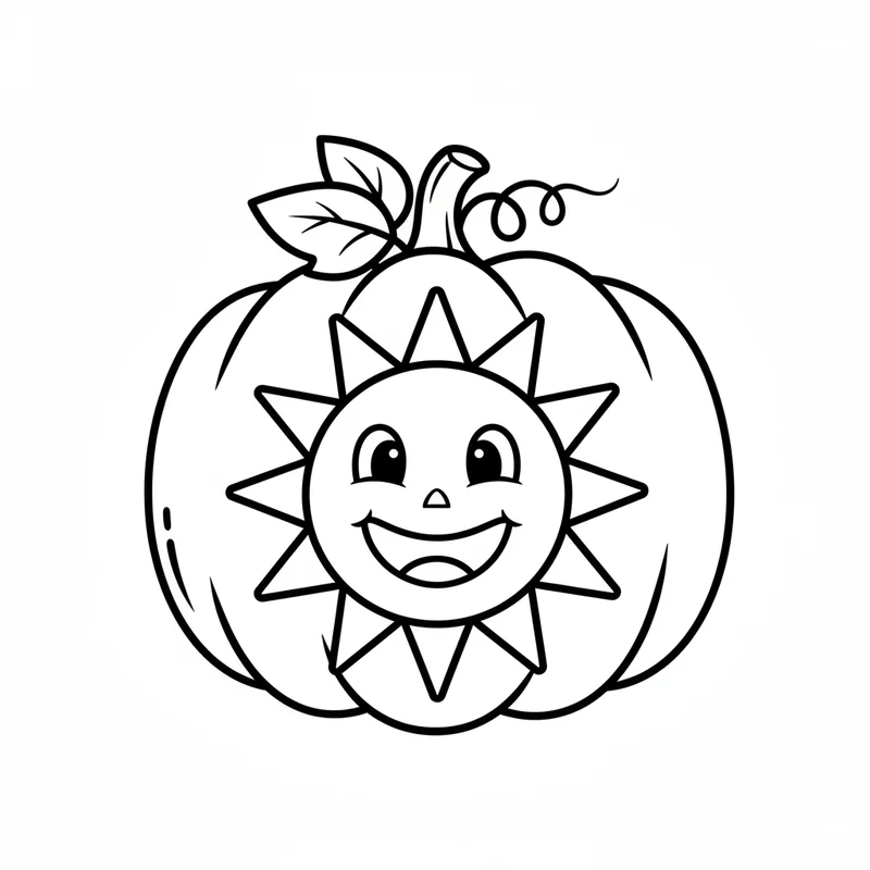 Kürbis mit Sonnen-Gesicht zum Ausmalen
