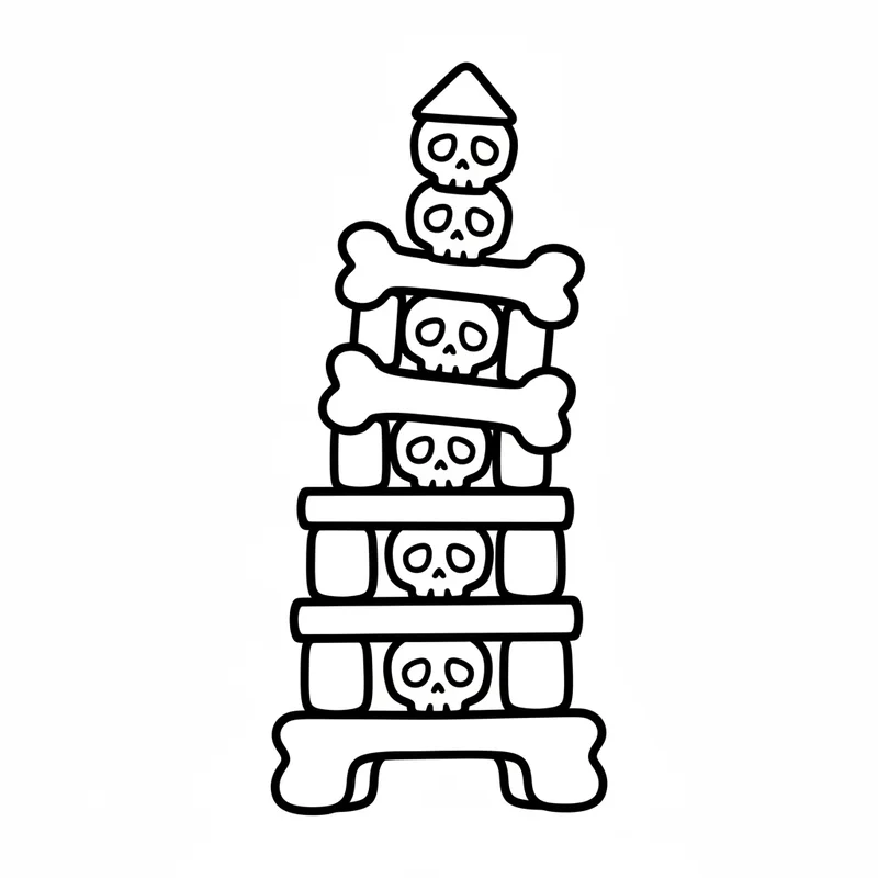 Schädel- und Knochenturm zum Ausmalen