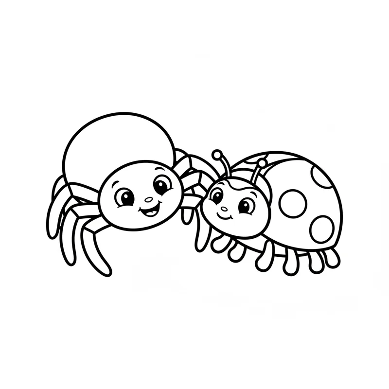Spinne und Marienkäfer zum Ausmalen