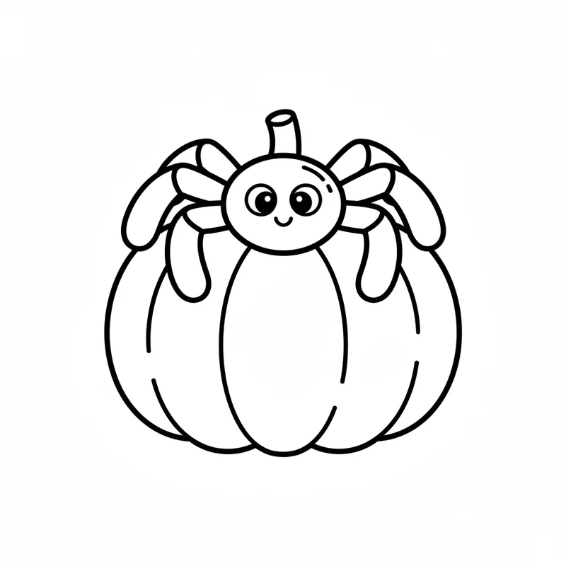 Süße Spinne auf Kürbis zum Ausmalen