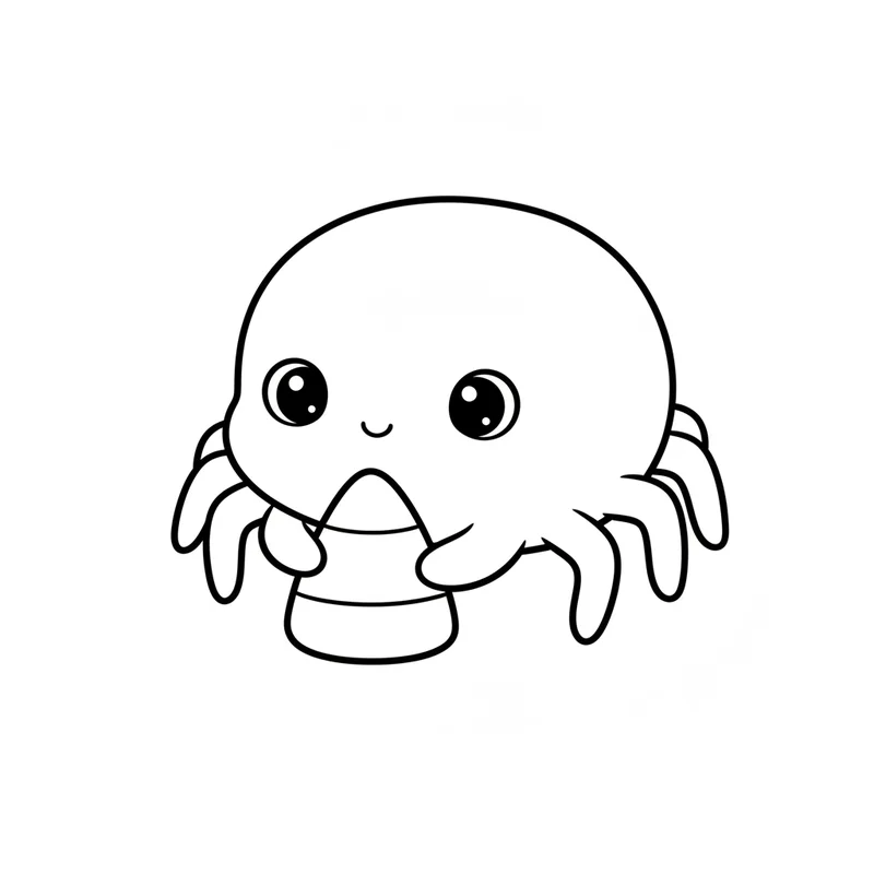 Süße Spinne mit Candy Corn zum Ausmalen