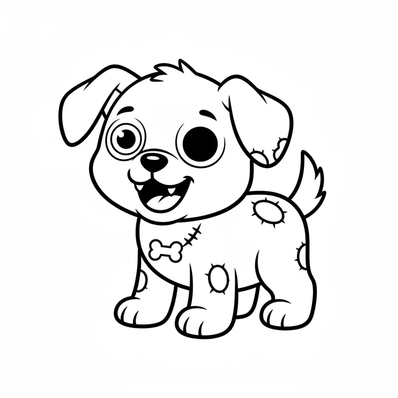 Süßer Welpe mit Flicken zum Ausmalen