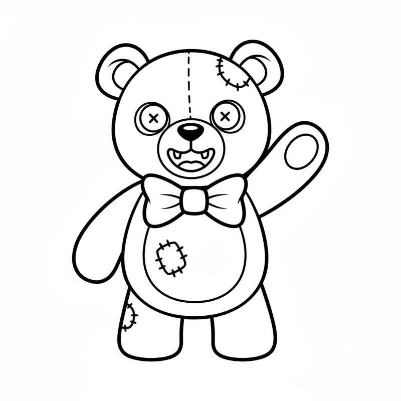 Süßer Zombie Teddybär zum Ausmalen