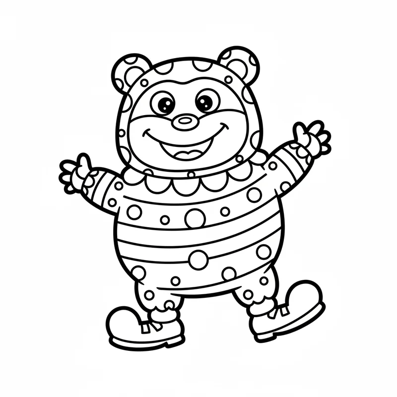 Tanzendes Monster im Kostüm zum Ausmalen