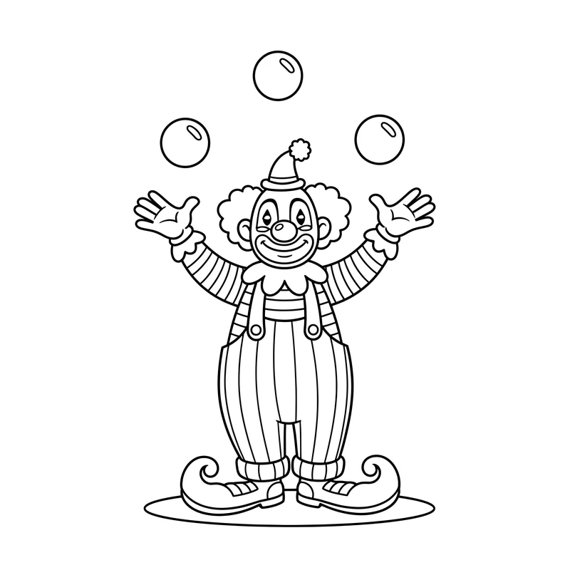 Clown jongliert fröhlich beim Karneval zum Ausmalen