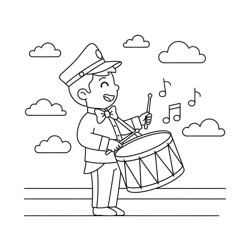 Karnevalstrommler spielt die Trommel zum Ausmalen