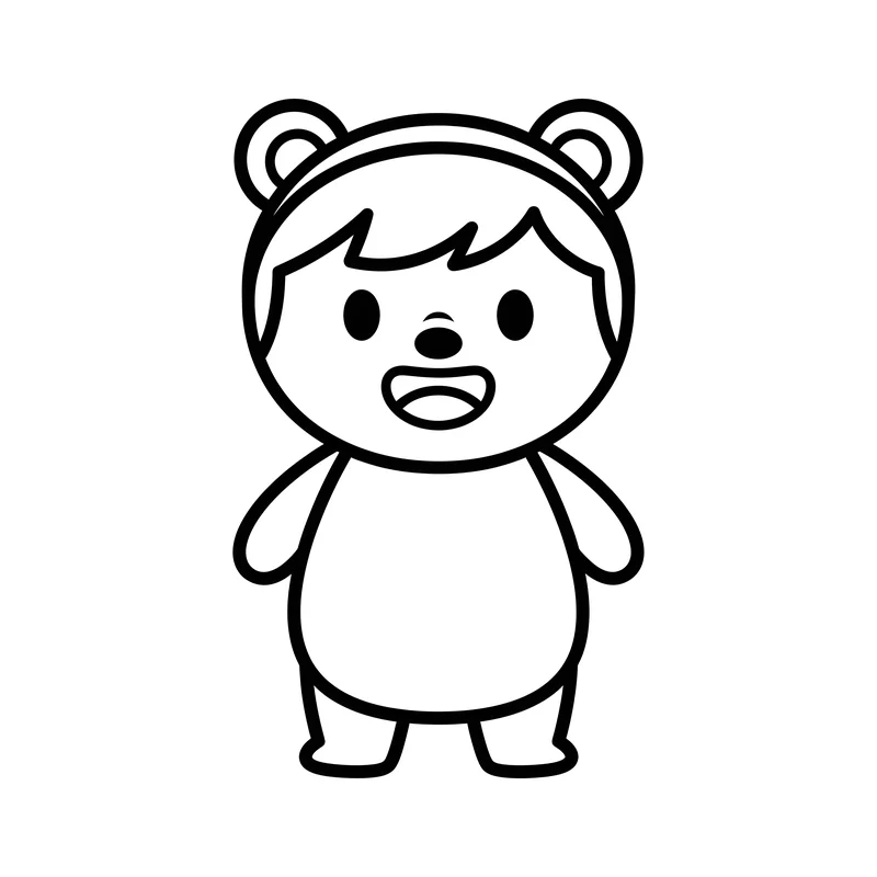 Kind als Bär verkleidet zum Ausmalen