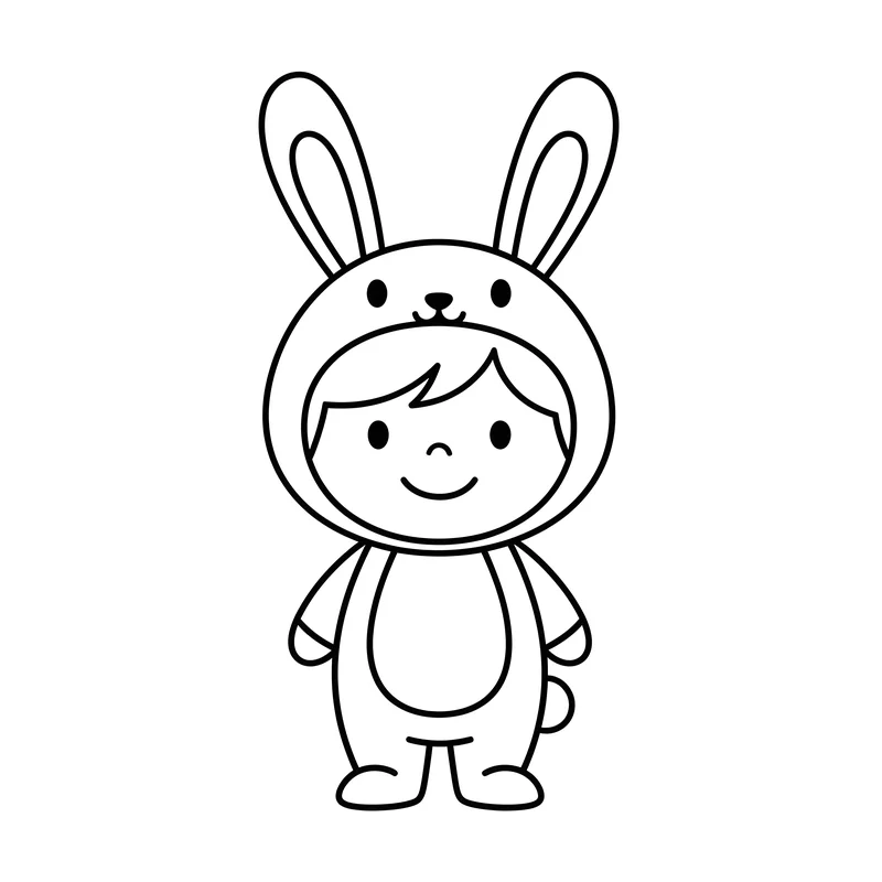 Kind als Hase verkleidet zum Ausmalen
