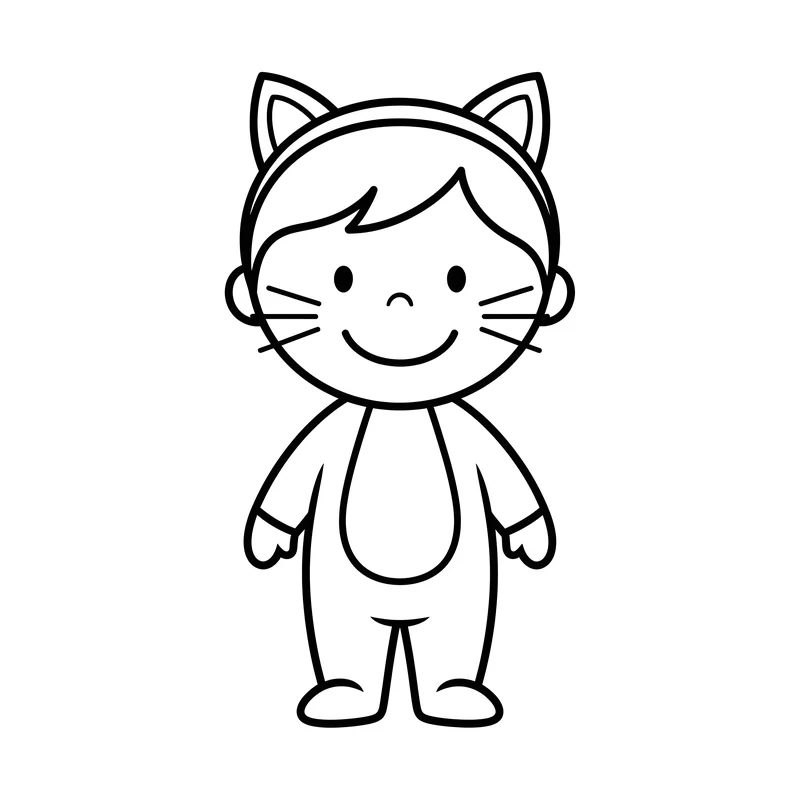Kind als Katze verkleidet zum Ausmalen