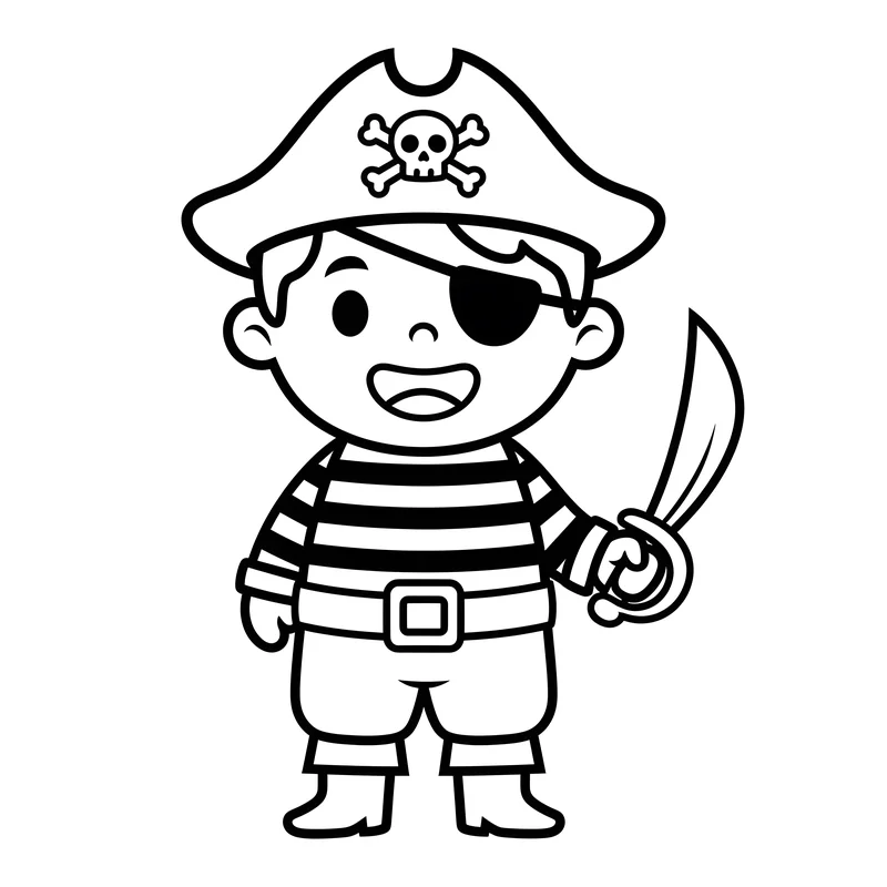 Kind als Pirat verkleidet zum Ausmalen