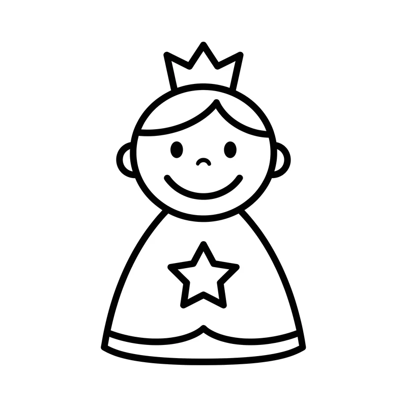 Kind als Prinzessin verkleidet zum Ausmalen