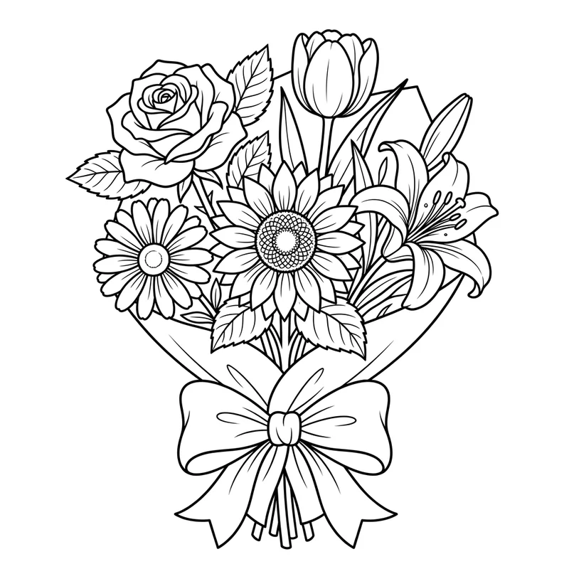 Muttertag Blumenstrauß – Muttertag Ausmalbild kostenlos