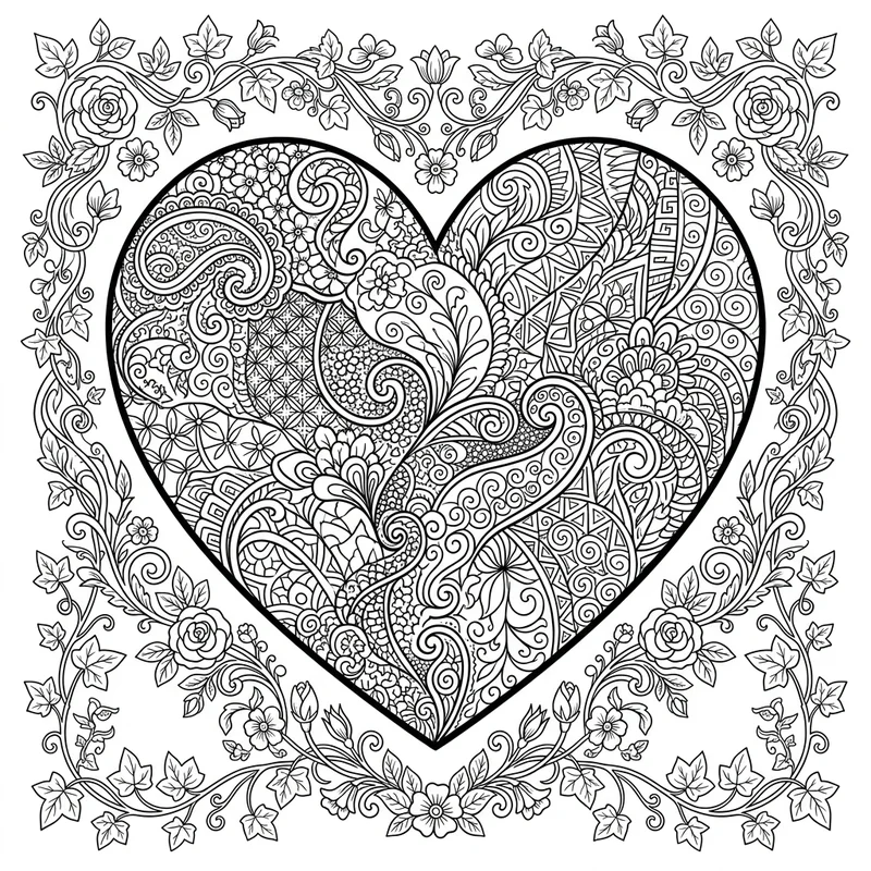 Muttertag Herz Ornament – Muttertag Ausmalbild kostenlos