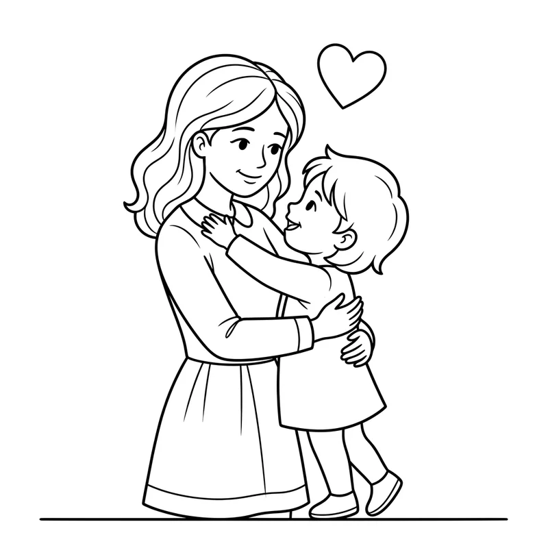Muttertag Mutter Kind – Muttertag Ausmalbild kostenlos
