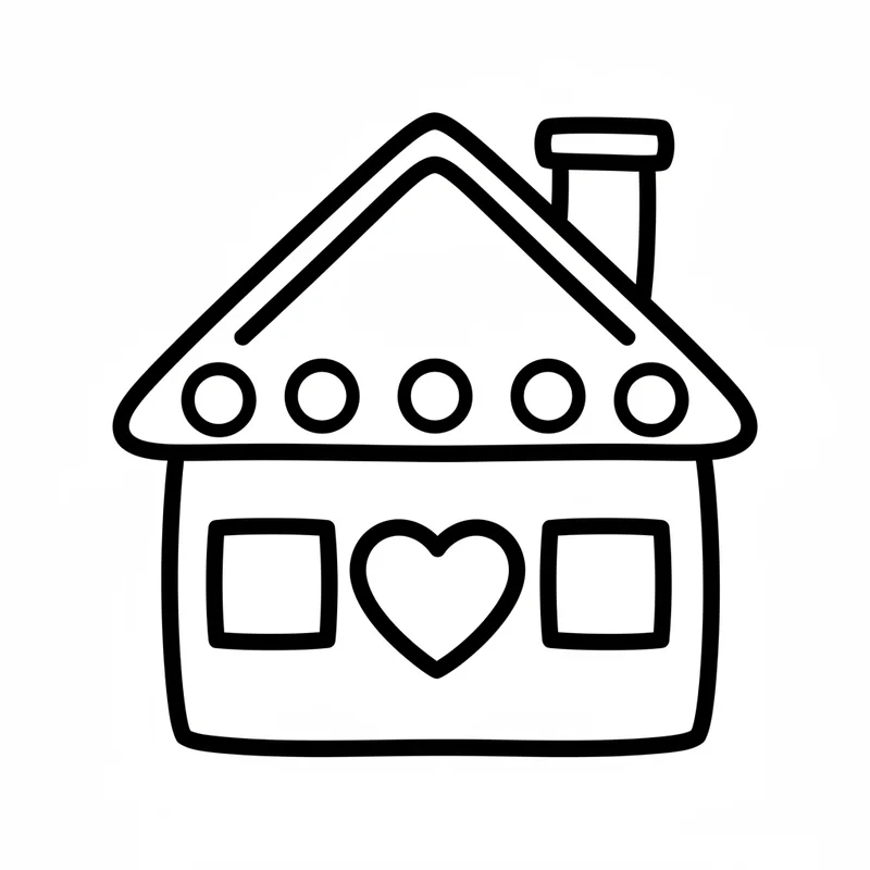 Lebkuchenhaus mit Herz zur Nikolauszeit zum Ausmalen