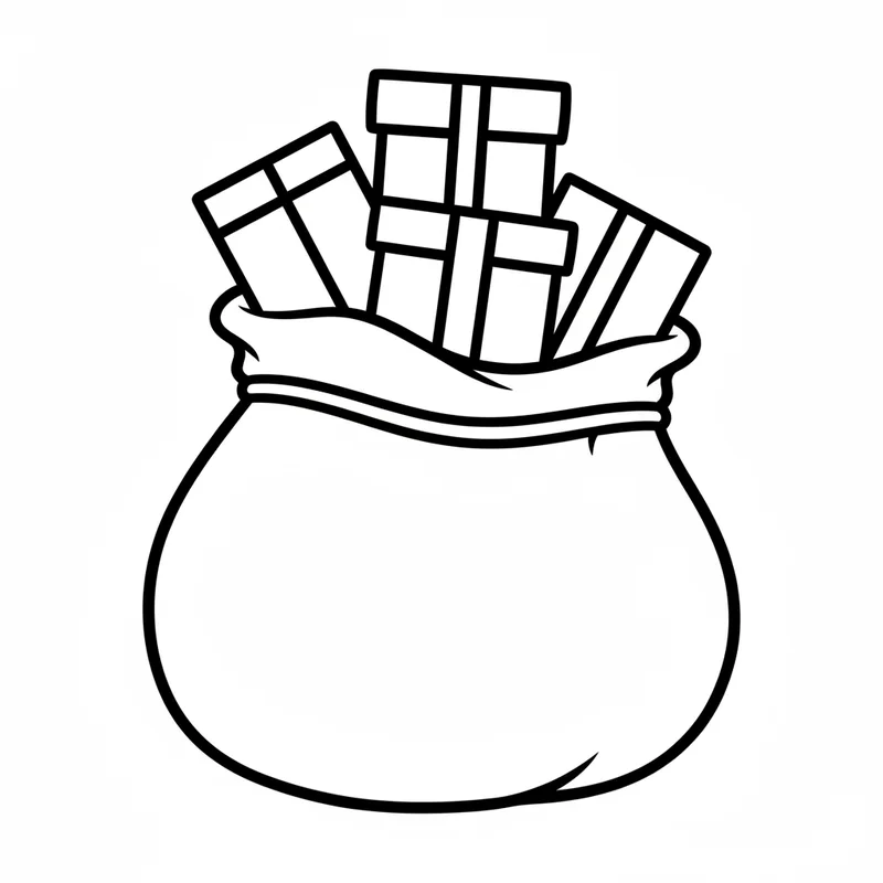 Großer Nikolaussack voller Geschenkboxen zum Ausmalen