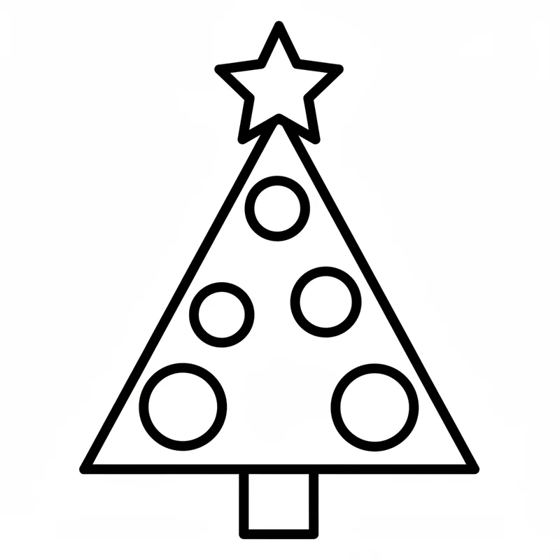 Geschmückter Weihnachtsbaum mit Stern zum Ausmalen