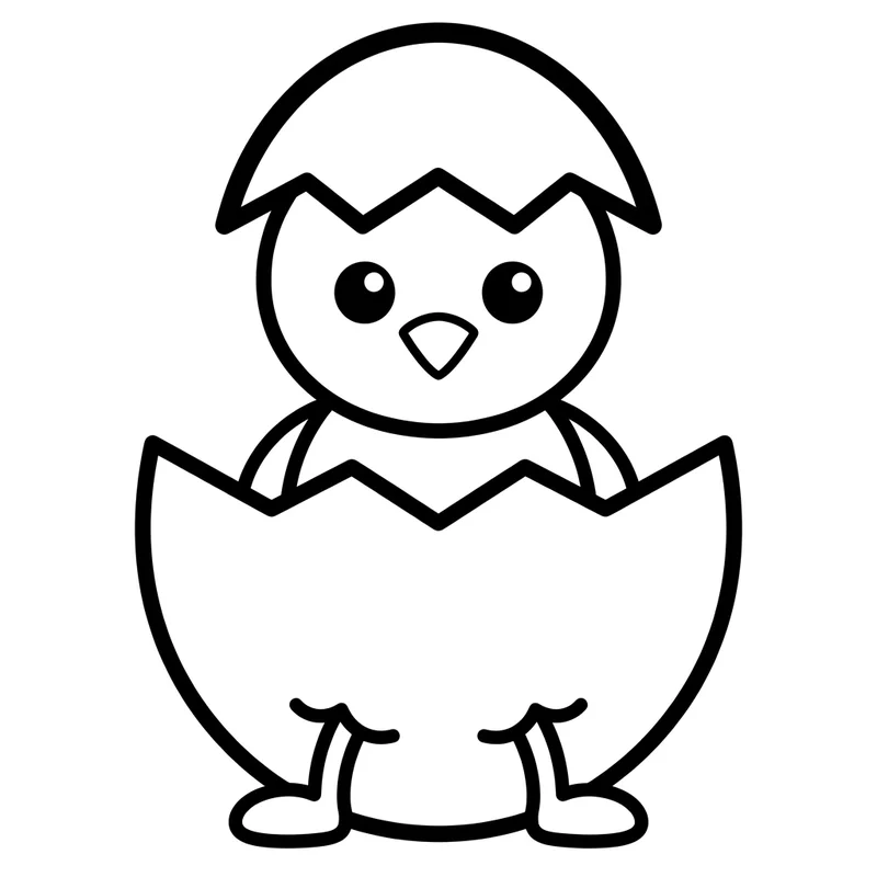 Küken schlüpft aus Osterei zum Ausmalen