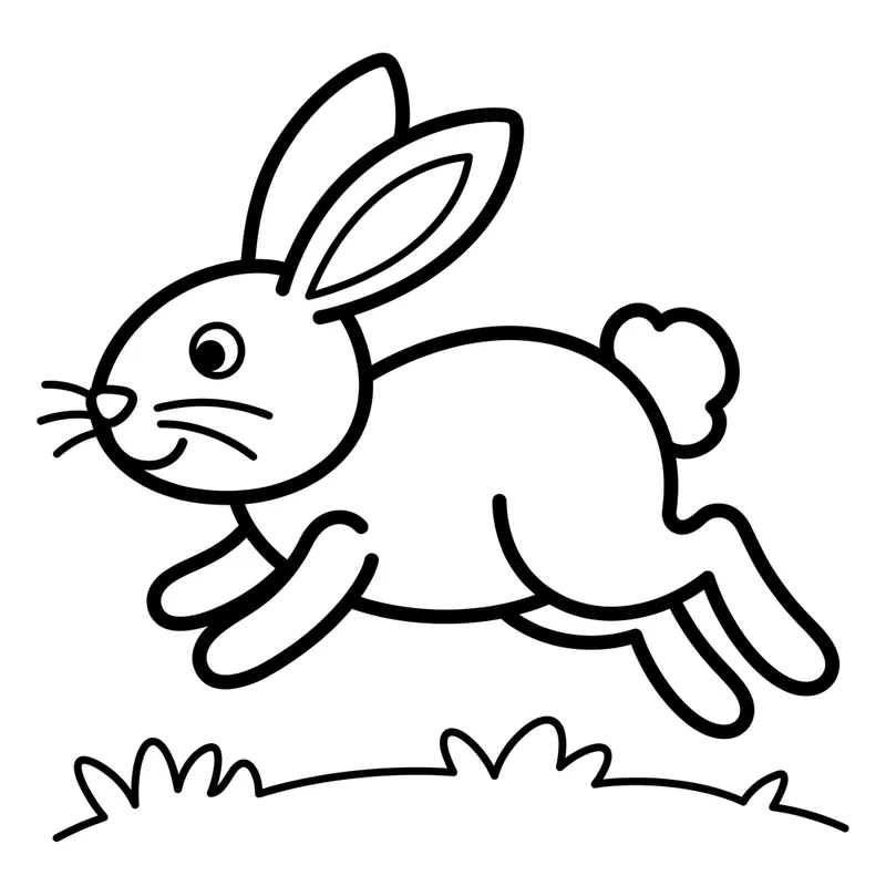 Osterhase hoppelt über Wiese zum Ausmalen