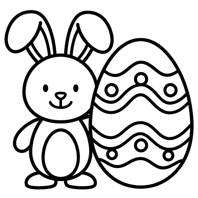 Osterhase mit großem Osterei zum Ausmalen