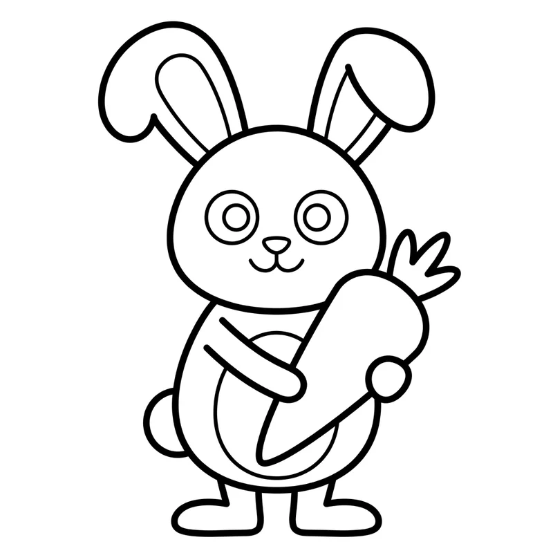 Osterhase mit Möhre zum Ausmalen
