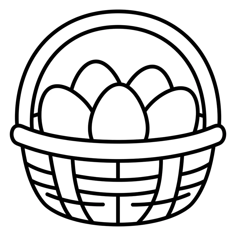 Osterkörbchen mit bunten Eiern zum Ausmalen