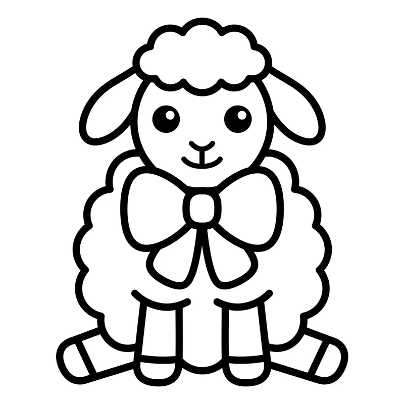 Süßes Osterlamm mit Schleife zum Ausmalen