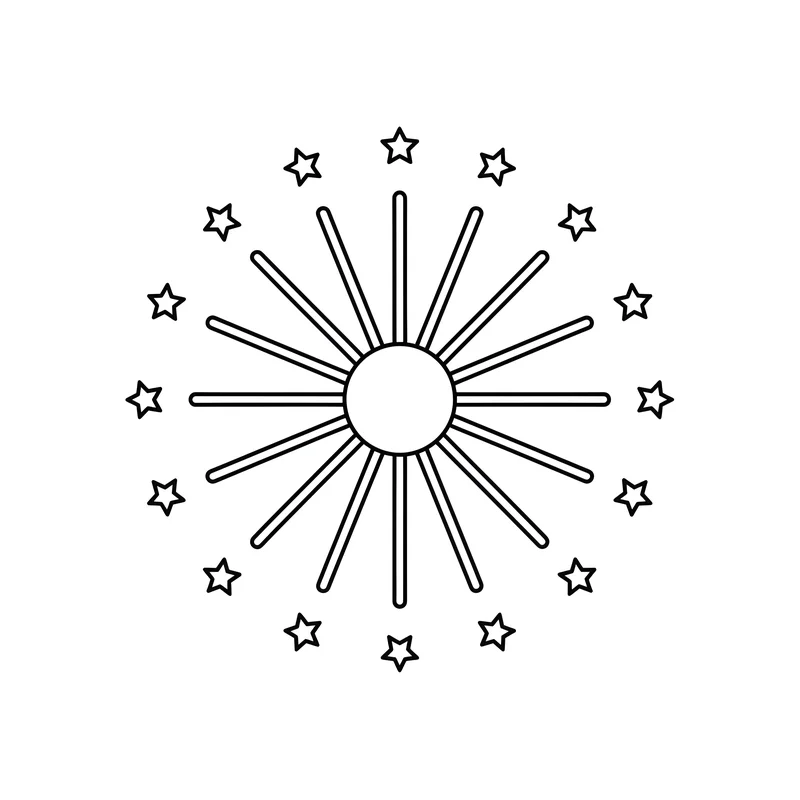 Silvester-Feuerwerk mit Sternen zum Ausmalen