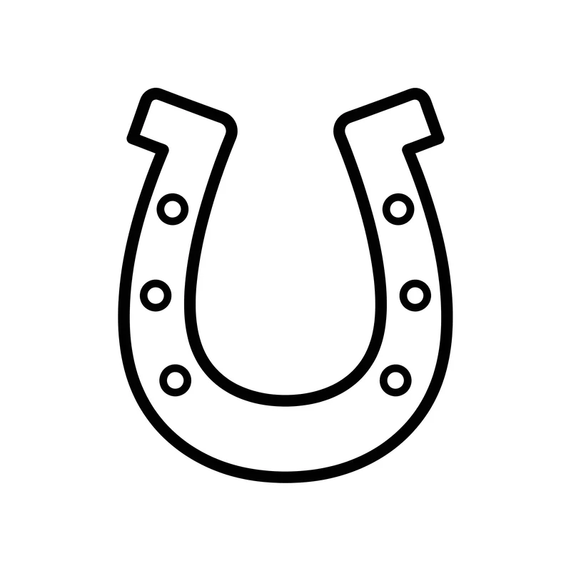 Glücks-Hufeisen für Silvester zum Ausmalen