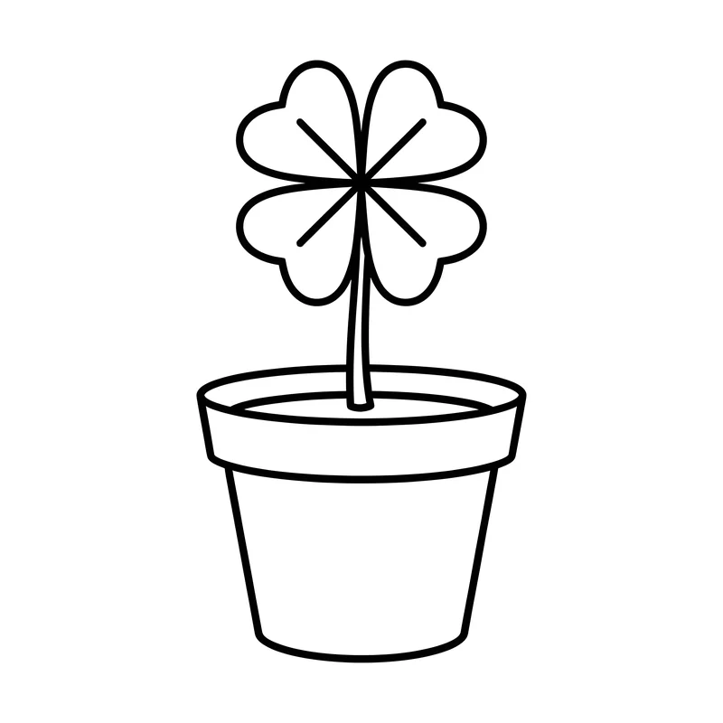 Glücksklee im Topf zu Silvester zum Ausmalen