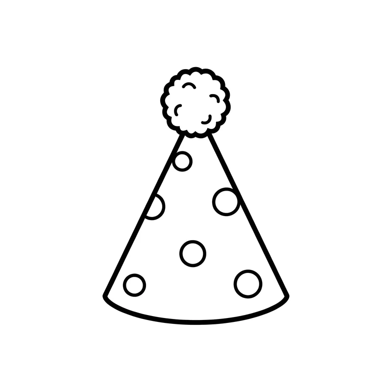 Partyhut mit Bommel und Punkten zum Ausmalen