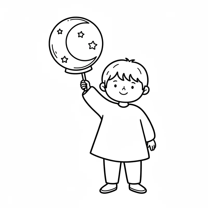 Kind mit Martinslaterne zum Ausmalen