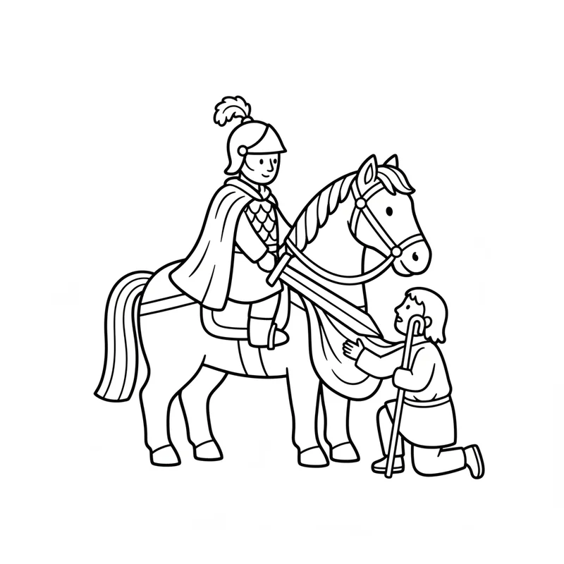 Sankt Martin zu Pferd zum Ausmalen