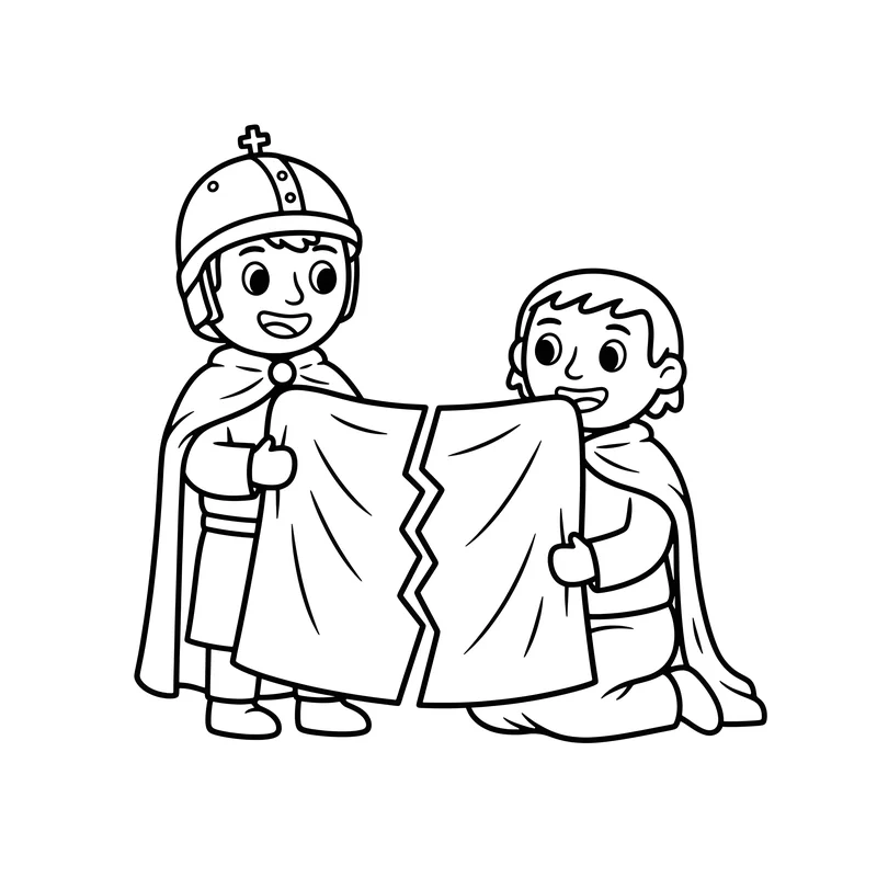 Sankt Martin teilt seinen Mantel zum Ausmalen