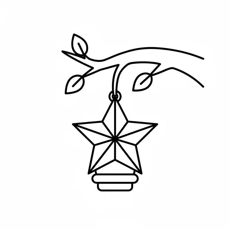 Sternlaterne am Ast zum Ausmalen